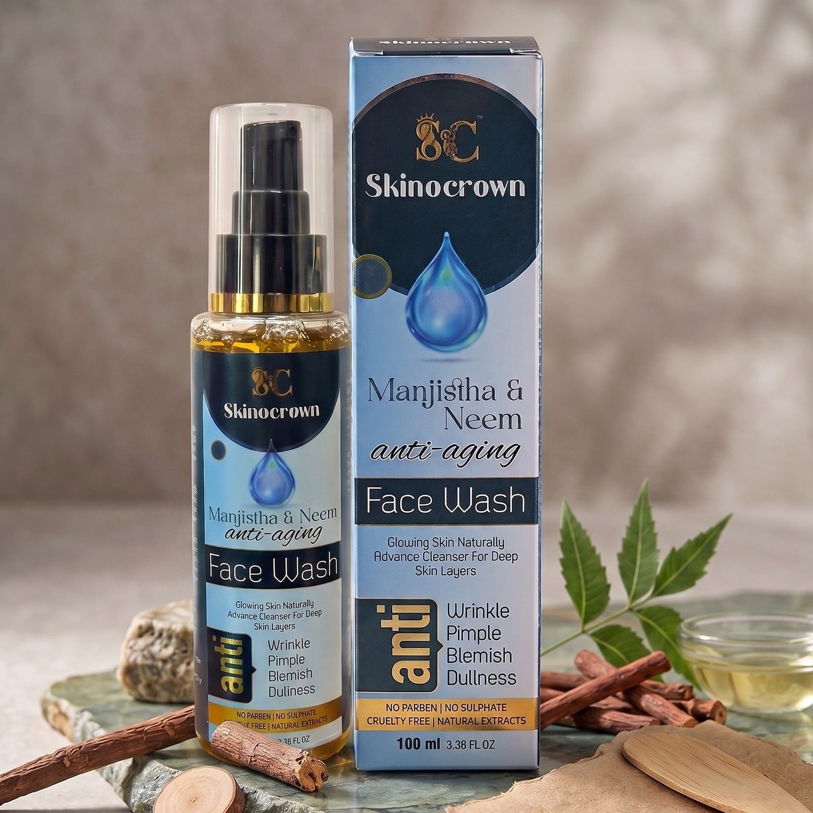 Skinocrown Manjistha & Neem Anti-Aging Face Wash | 100ml