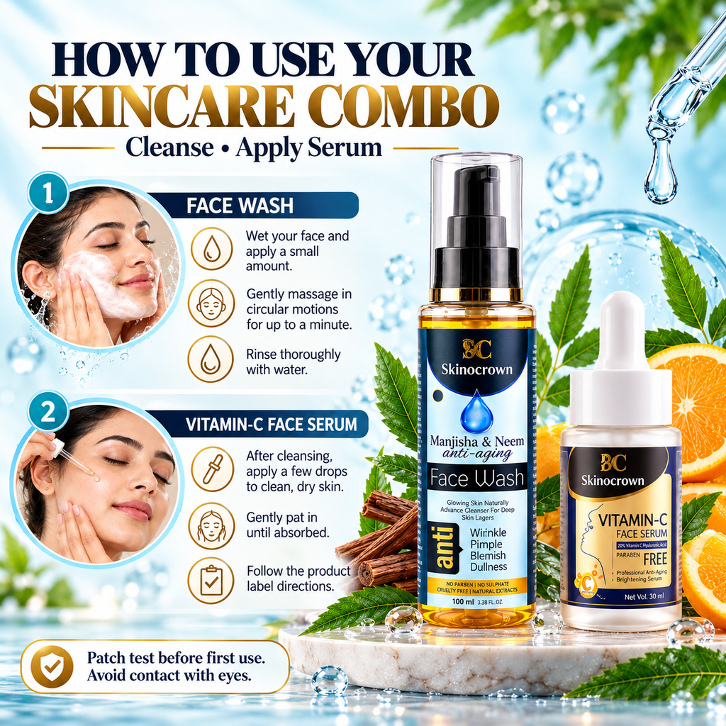 Skinocrown Face Wash & Vitamin C Face Serum Combo for Daily Skincare